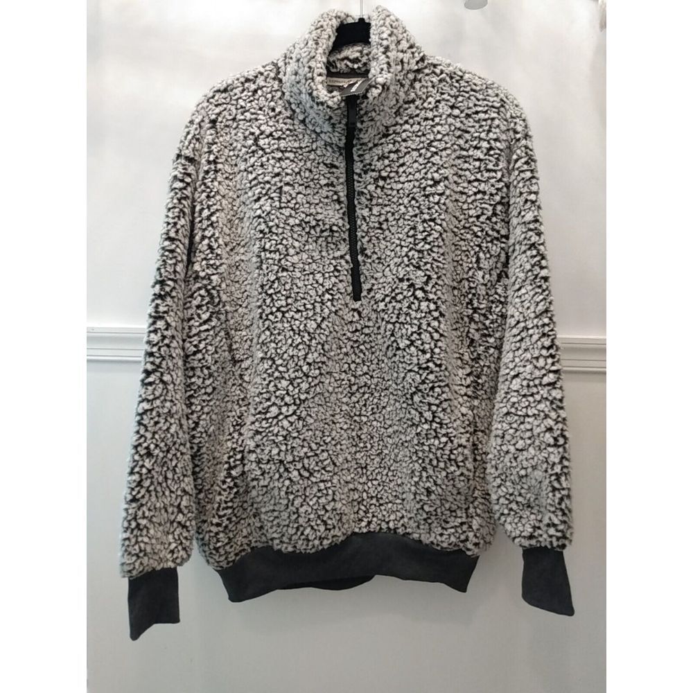 Express One Eleven Grey 1/2 Zip Fleece Pullover Sweater Size M